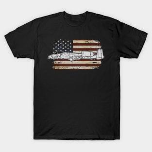 A-10 Thunderbolt Warthog US Aircraft Plane USAF Airplane American flag T-Shirt